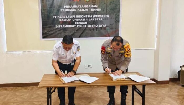 KAI Daop 1 Jakarta dan Polda Metro Jaya Tandatangani PKT Pengamanan Stasiun Gambir